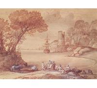 SERENDIPITP Abstract Painting Mural Print Picture Wall Decor Painting the Rape of Europa by Claude Lorrain Vintage Wall Artwork for Home Decor 60x90cm