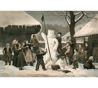 SERENDIPITP Abstract Painting Mural Print Picture Wall Decor Painting the Snow Bear-schoolboy Pastime Near Bern by Albert Anker Vintage Wall Artwork for Home Decor 60x90cm