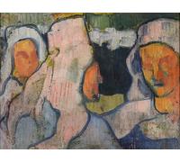 SERENDIPITP Abstract Painting Mural Print Picture Wall Decor Painting Three Breton Women in Mourning Headdress by Emile Bernard Vintage Wall Artwork for Home Decor 60x90cm