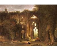 SERENDIPITP Abstract Painting Mural Print Picture Wall Decor Painting Tintern Abbey with Elegant Figures by Samuel Colman Vintage Wall Artwork for Home Decor 60x90cm