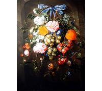SERENDIPITP Aesthetic Poster Photo Wall Print Retro Picture a Still Life of Flowers and Fruits Tied with Abow by Cornelis De Heem Modern Wall Artwork for Home Decor 60x90cm