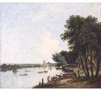 SERENDIPITP Aesthetic Poster Photo Wall Print Retro Picture a View of the Thames At Chelsea with the Post Mill At Nine Elms Beyond by William Hodges Modern Wall Artwork for Home Decor 60x90cm