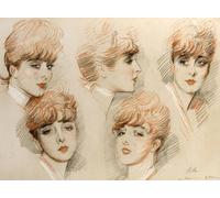 SERENDIPITP Aesthetic Poster Photo Wall Print Retro Picture Five Studies of Suzanne by Paul Helleu Modern Wall Artwork for Home Decor 60x90cm
