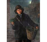SERENDIPITP Aesthetic Poster Photo Wall Print Retro Picture Portrait of a Child Selling Flowers by William H Snape Modern Wall Artwork for Home Decor 60x90cm