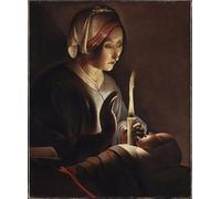 SERENDIPITP Aesthetic Poster Photo Wall Print Retro Picture Saint Anne with the Christ Child by Georges De La Tour Modern Wall Artwork for Home Decor 60x90cm