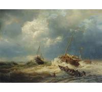 SERENDIPITP Aesthetic Poster Photo Wall Print Retro Picture Ships in a Storm on the Dutch by Achenbach Modern Wall Artwork for Home Decor 60x90cm