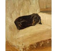 SERENDIPITP Aesthetic Poster Photo Wall Print Retro Picture Sleeping dachshund in the armchair by Max Liebermann Modern Wall Artwork for Home Decor 60x90cm