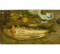 SERENDIPITP Aesthetic Poster Photo Wall Print Retro Picture Still Life: Salmon on a Plate Jacques Emile Blanche Modern Wall Artwork for Home Decor 60x90cm