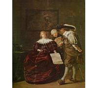 SERENDIPITP Aesthetic Poster Photo Wall Print Retro Picture the Contract a Lady Presenting a Letter to a Gentleman and an Old Lady Studying Another in an Interior for Home Decor 60x90cm