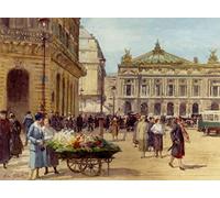 SERENDIPITP Aesthetic Poster Photo Wall Print Retro Picture the Flower Seller Place De L'opera Paris by Gabriel Gilbert Modern Wall Artwork for Home Decor 60x90cm