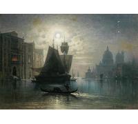 SERENDIPITP Aesthetic Poster Photo Wall Print Retro Picture the Grand Canal in the Moonlight by Karl Heilmayer Modern Wall Artwork for Home Decor 60x90cm