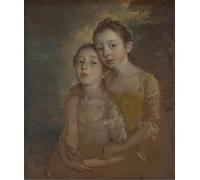 SERENDIPITP Aesthetic Poster Photo Wall Print Retro Picture the Painter's Daughters with a Cat by Gainsborough Modern Wall Artwork for Home Decor 60x90cm
