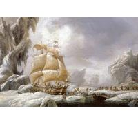 SERENDIPITP Aesthetic Poster Photo Wall Print Retro Picture the Ship of Dumont D'urville Stuck in an Ice Floe in Antarctica by Ambroise Louis Garneray Modern Wall Artwork for Home Decor 60x90cm