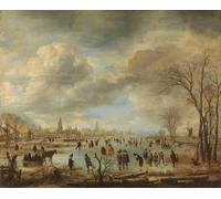 SERENDIPITP Aesthetic Poster Photo Wall Print Retro Picture Winter Landscape Near a Town with Kolf Players by Aert Van Der Neer Modern Wall Artwork for Home Decor 60x90cm