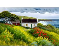 SERENDIPITP canvas posters wall art no frame pictures 50x70cm a Thatched Irish White Cottage