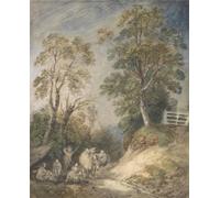 SERENDIPITP Retro Picture Poster Wall Art Pictures Painting Country Lane with Gypsies Resting by Gainsborough Wall Art Canvas Print for Wall Decor 60x90cm
