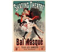 SERENDIPITP Retro Picture Poster Wall Art Pictures Painting Entertainment Theatre Masquerade Ball At the Skating Theatre Paris Poster by Jules Cheret Wall Art Canvas Print for Wall Decor 60x90cm