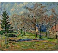 SERENDIPITP Retro Picture Poster Wall Art Pictures Painting in Front of the Manor Seelow by Theo Von Brockhusen Wall Art Canvas Print for Wall Decor 60x90cm