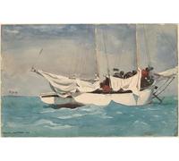SERENDIPITP Retro Picture Poster Wall Art Pictures Painting Key West Hauling Anchor by Winslow Homer Wall Art Canvas Print for Wall Decor 60x90cm