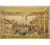 SERENDIPITP Retro Picture Poster Wall Art Pictures Painting Perspective Image of The Loyal Night Attack by Katsushika Hokusai Wall Art Canvas Print for Wall Decor 60x90cm