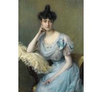 SERENDIPITP Retro Picture Poster Wall Art Pictures Painting Portrait De Jeune Femme a La Robe Bleue by Paul Emile Chabas Wall Art Canvas Print for Wall Decor 60x90cm