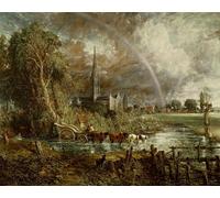 SERENDIPITP Retro Picture Poster Wall Art Pictures Painting Salisbury Cathedral From the Meadows by John Constable Wall Art Canvas Print for Wall Decor 60x90cm