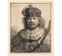 SERENDIPITP Retro Picture Poster Wall Art Pictures Painting Self-portrait with raised sabre by Rembrandt van Rijn Wall Art Canvas Print for Wall Decor 60x90cm