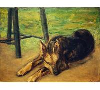 SERENDIPITP Retro Picture Poster Wall Art Pictures Painting Sleeping german shepherd by Max Liebermann Wall Art Canvas Print for Wall Decor 60x90cm