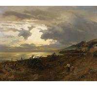 SERENDIPITP Retro Picture Poster Wall Art Pictures Painting the Amalfi by Oswald Achenbach Wall Art Canvas Print for Wall Decor 60x90cm