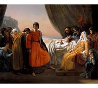 SERENDIPITP Retro Picture Poster Wall Art Pictures Painting the Death of Saint Louis by Ary Scheffer Wall Art Canvas Print for Wall Decor 60x90cm