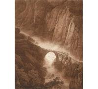 SERENDIPITP Retro Picture Poster Wall Art Pictures Painting the Devils Bridge in the Schöllenen Gorge by Peter Birmann Wall Art Canvas Print for Wall Decor 60x90cm