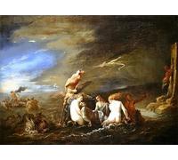 SERENDIPITP Retro Picture Poster Wall Art Pictures Painting the Drowned Leander Borne by David Teniers the Younger Wall Art Canvas Print for Wall Decor 60x90cm
