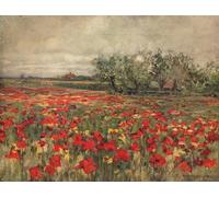 SERENDIPITP Retro Picture Poster Wall Art Pictures Painting the Field by George Hitchcock Wall Art Canvas Print for Wall Decor 60x90cm