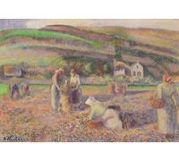 SERENDIPITP Retro Picture Poster Wall Art Pictures Painting the Potato Harvest by Camille Jacob Pissarro Wall Art Canvas Print for Wall Decor 60x90cm