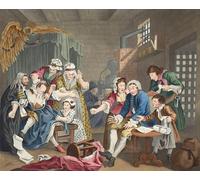 SERENDIPITP Retro Picture Poster Wall Art Pictures Painting the Rake in Prison Plate Vii From a Rake's Progress Illustration by William Hogarth Wall Art Canvas Print for Wall Decor 60x90cm
