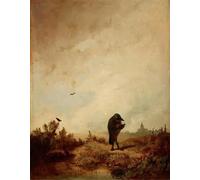 SERENDIPITP Retro Picture Poster Wall Art Pictures Painting The Raven by Carl Spitzweg Wall Art Canvas Print for Wall Decor 60x90cm