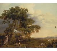 SERENDIPITP Retro Picture Poster Wall Art Pictures Painting Two Gentlemen Shooting by George Stubbs Wall Art Canvas Print for Wall Decor 60x90cm