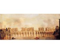 SERENDIPITP Retro Picture Poster Wall Art Pictures Painting View of Old London Bridge From the West by Claude De Jongh Wall Art Canvas Print for Wall Decor 60x90cm