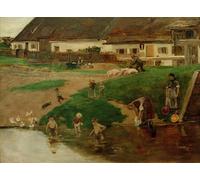 SERENDIPITP Retro Picture Poster Wall Art Pictures Painting Village pond in Etzenhausen village idyll by Max Liebermann Wall Art Canvas Print for Wall Decor 60x90cm