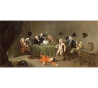 SERENDIPITP Vintage Picture Print on Canvas Wall Art Poster a Midnight Modern Conversation by William Hogarth Artwork Print Poster for Wall Decor 60x90cm