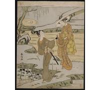 SERENDIPITP Vintage Picture Print on Canvas Wall Art Poster a Young Man Cutting an Aubergine to Give to His Young Lady by Famous Artist Artwork Print Poster for Wall Decor 60x90cm