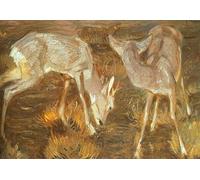 SERENDIPITP Vintage Picture Print on Canvas Wall Art Poster Deer in the Twilight by Marc Artwork Print Poster for Wall Decor 60x90cm