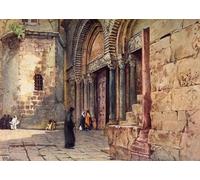 SERENDIPITP Vintage Picture Print on Canvas Wall Art Poster Entrance to the Church of the Holy Sepulchre by Fulleylove Artwork Print Poster for Wall Decor 60x90cm