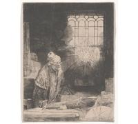SERENDIPITP Vintage Picture Print on Canvas Wall Art Poster Faust in his study watching A disc, or a scholar in his study. by Rembrandt van Rijn Artwork Print Poster for Wall Decor 60x90cm