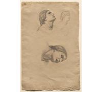 SERENDIPITP Vintage Picture Print on Canvas Wall Art Poster Four Studies of the Head of a Young Italian Woman by Edgar Degas Artwork Print Poster for Wall Decor 60x90cm
