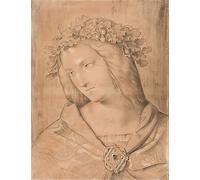 SERENDIPITP Vintage Picture Print on Canvas Wall Art Poster Germania Bust Study for the Fresco Painting by Philipp Veit Artwork Print Poster for Wall Decor 60x90cm