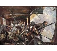 SERENDIPITP Vintage Picture Print on Canvas Wall Art Poster in the Back of a Zeppelin While Returning After a Succesful Attack by Felix Schwormstadt Artwork Print Poster for Wall Decor 60x90cm