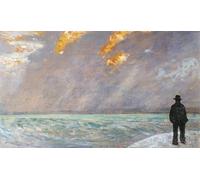 SERENDIPITP Vintage Picture Print on Canvas Wall Art Poster Italy Florence Sunset on the Sea by Fattori Artwork Print Poster for Wall Decor 60x90cm