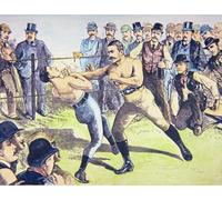 SERENDIPITP Vintage Picture Print on Canvas Wall Art Poster John L. Sullivan V. Charlie Mitchell on Th March by French School Artwork Print Poster for Wall Decor 60x90cm