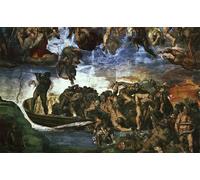 SERENDIPITP Vintage Picture Print on Canvas Wall Art Poster Last Judgement Detail From the Bottom Right Corner Sistine Chapel by Buonarroti Artwork Print Poster for Wall Decor 60x90cm
